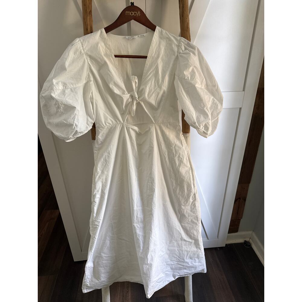 RHODE Greer Dress SZ 10 Cutout Midi Short Sleeve Crisp White - Picture 2 of 6
